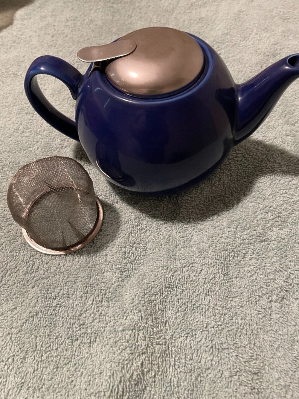 Blue Teapot with Stainless Steel Infuser
